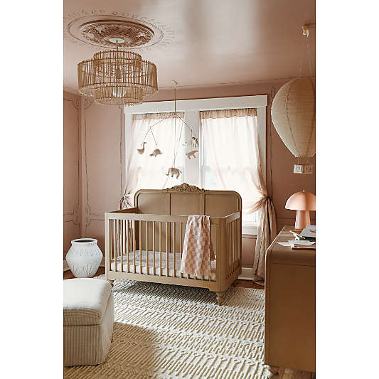 Lennox Carved Natural Wood Convertible Baby Crib by Leanne Ford